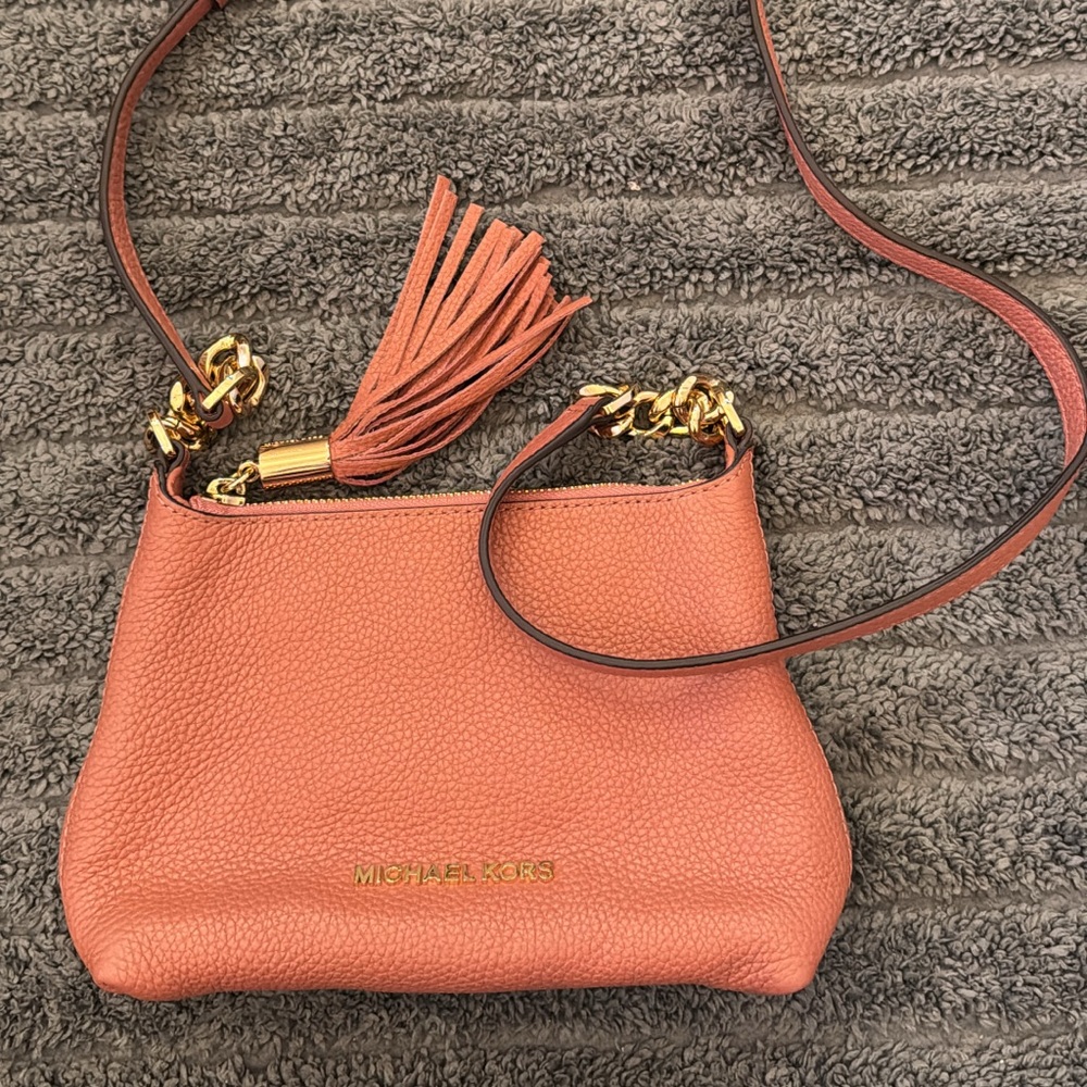 Michael Kors Orange Crossbody Bag with Gold Accents